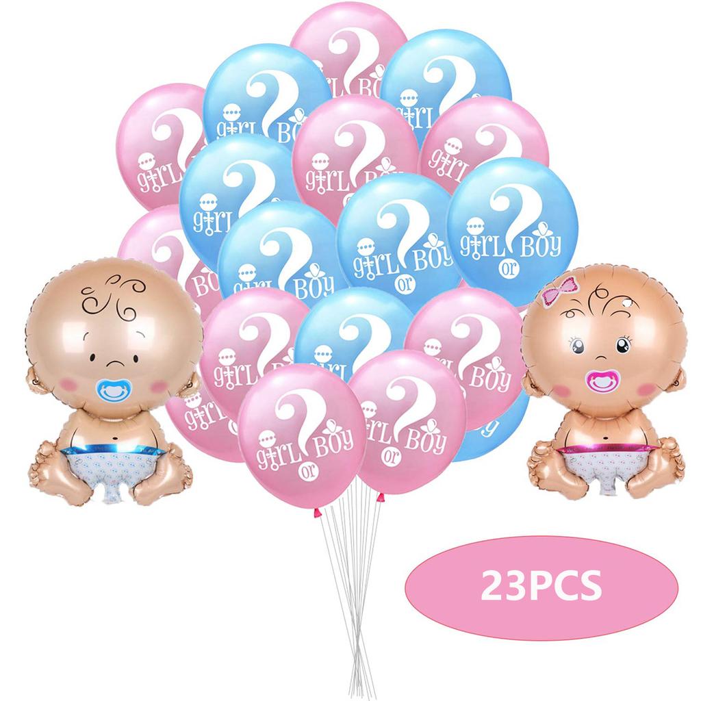 23PCS Gender Reveal Decorations Party Balloons - Baby Shower/Birthday Party Supplies Decoration Pink Blue Foil Balloon and Latex Balloons