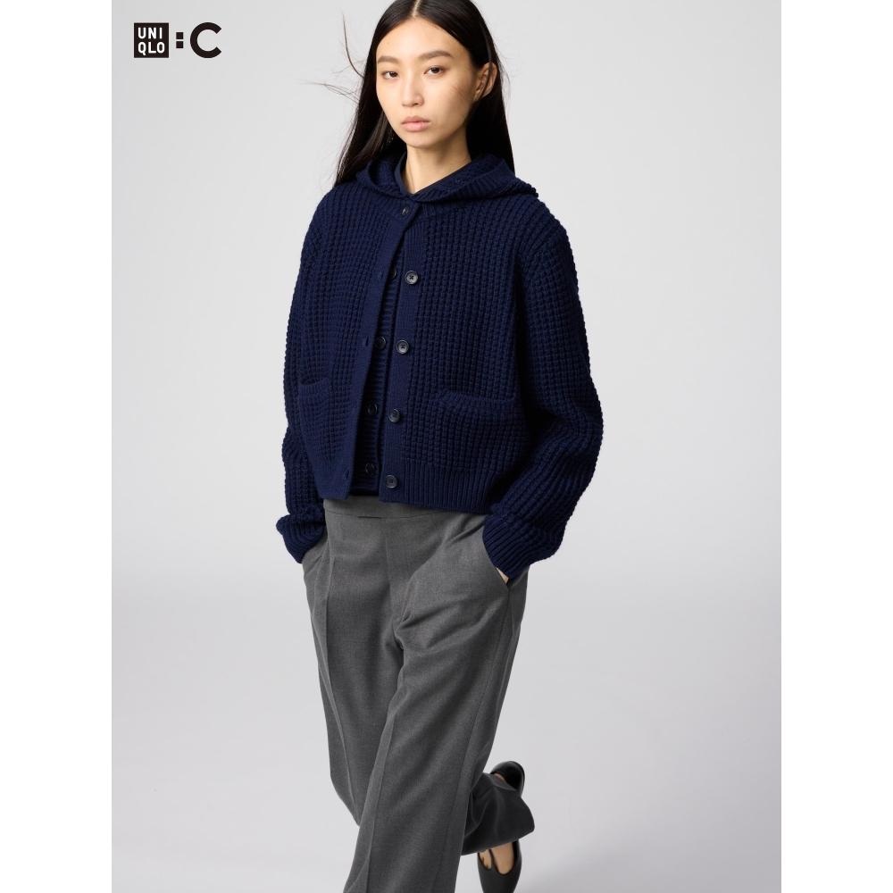 Uniqlo Waffle Knit Crew Neck Cardigan