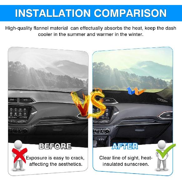 Autorder  Fit For Dashboard Cover Mat For -2025 2026 Chevrolet Trailblazer Accessories Dash Mat Flannel Nonslip Dash Cover Sunshade Glare UV Rays