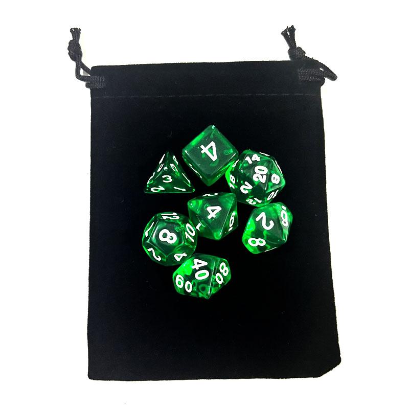 With Bag 7Pcs Dnd Polyhedral Dice Set For Tabletop Board Games Rpg Dice D4 D6 D8 D10 D% D12 D20 Clear Transparent Dice 10Colors