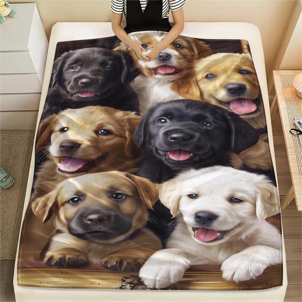 1Pc Border Collie Retriever Print Flannel Blanket, High quality Comfortable for All Seasons, Home Decor, Warmth and Comfort, Perfect for Gifts