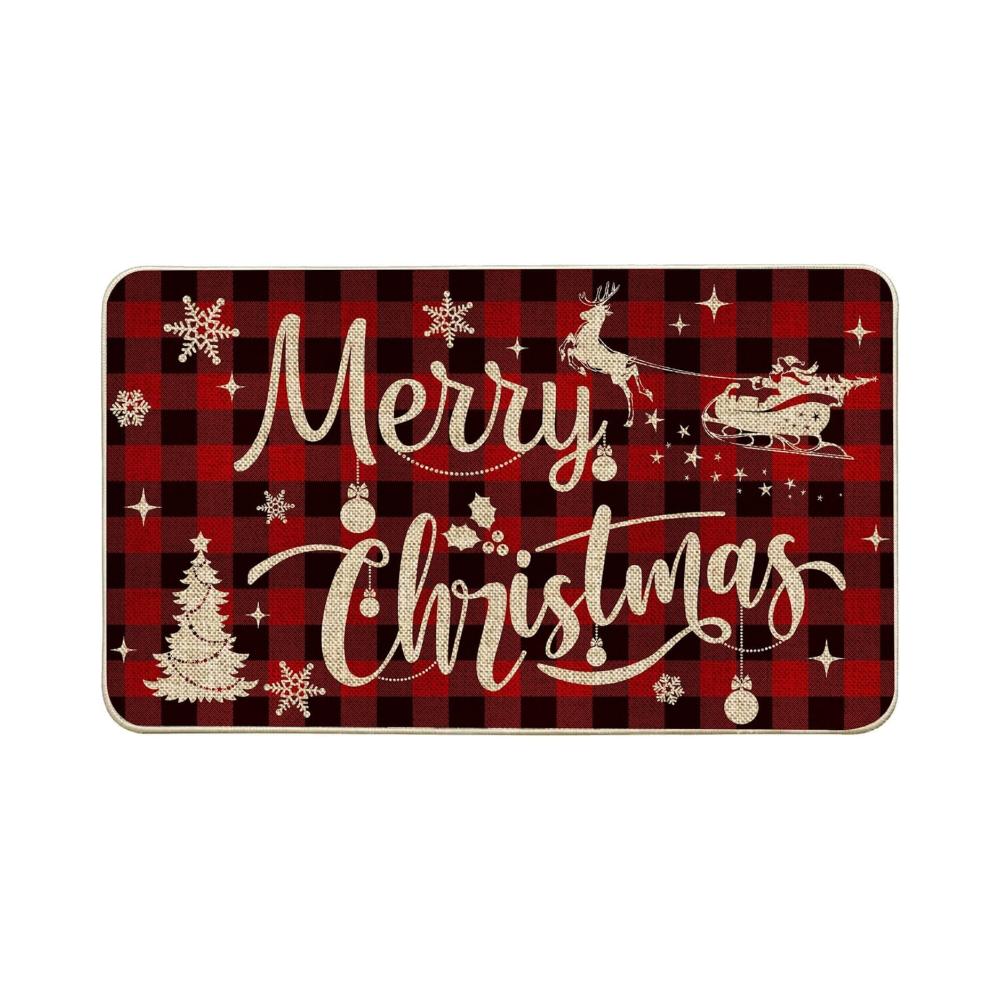 

Merry Christmas Doormat Red Welcome Mat Indoor/Outdoor Entryway Rug Front Door Decor Courtyard & Patio Rug 40x60cm 16x24inch
