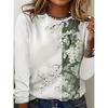 Women's T-Shirt Casual Long Sleeve Stripe Pattern Print Crew Neck Female Oversized Clothing Outdoor Vintage T Shirts