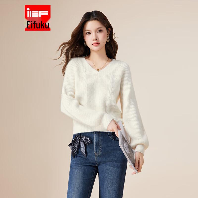 

Женский свитер IEF AIYIFU с V-образным вырезом, свободной вязки One Size