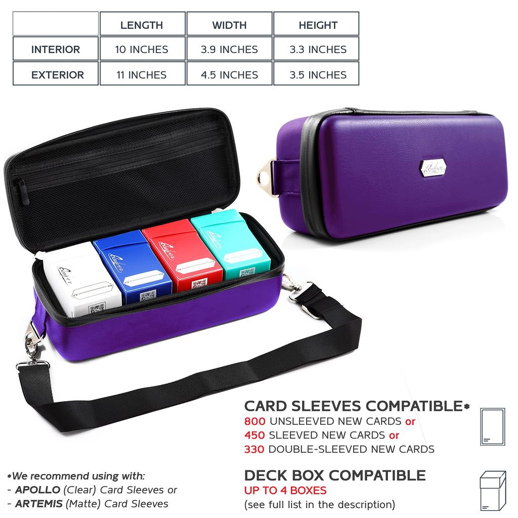 Quiver Time Purple Bolt Card Carrying Case Durable Trading Card Storage Perfect for TCG and Deck Includes and 100 Apollo Card Sleeves - Holder, Cards,