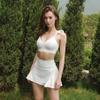 [Lace Series] 2025 New Arrival Ruffles Sports Shockproof Gathering Bra Workout Top Female