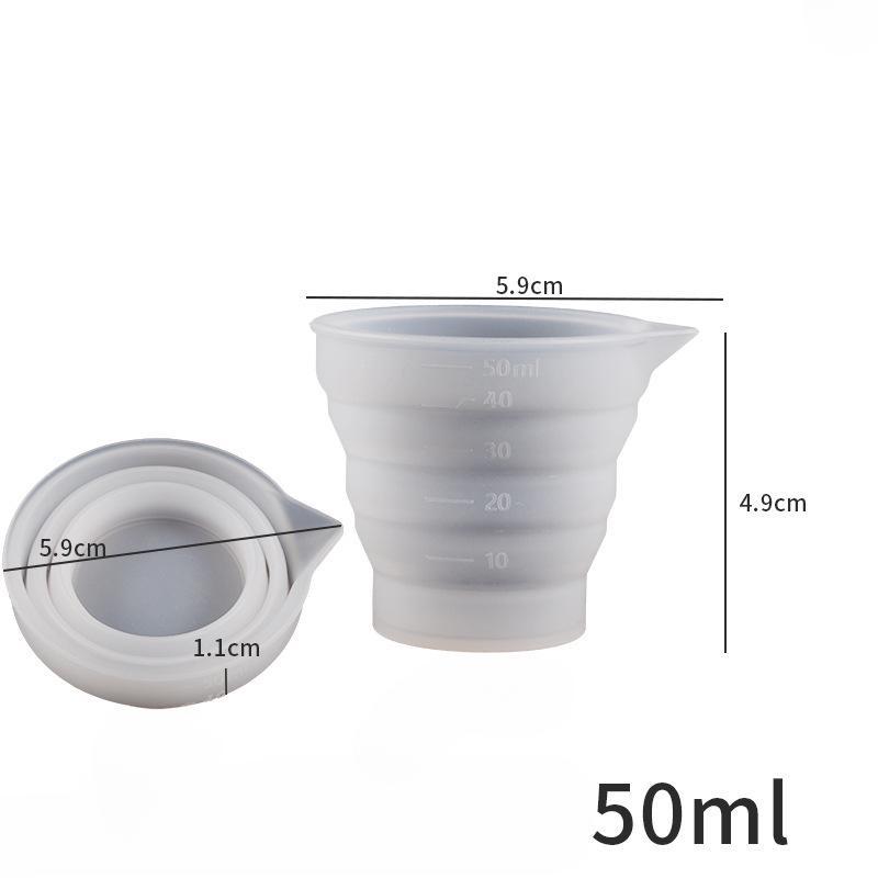 Silicone Resin Measure Cups Graduated Silicone Measuring Collapsible Long Mouth Silicone Measuring Cups for Epoxy Molds