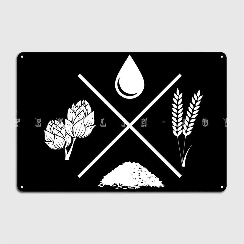 Hops Wheat And Water Poster Metal Plaque Wall Pub Pub Garage Classic Plaques Tin Sign Posters