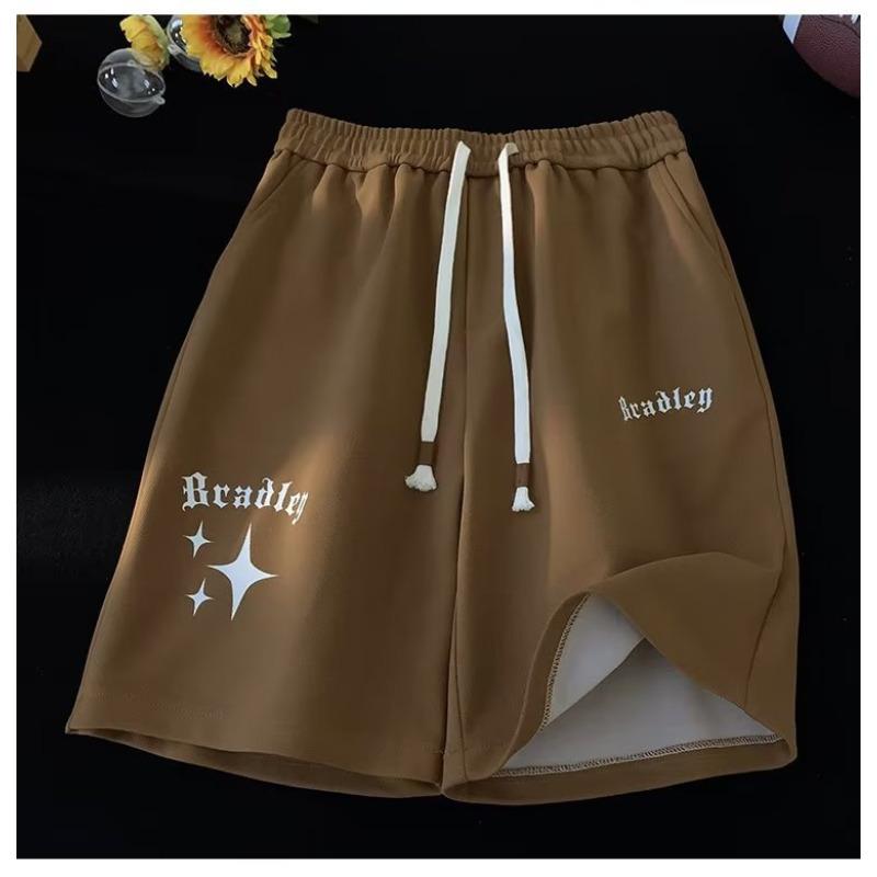 

Новые повседневные спортивные шорты в гонконгском стиле, мужские летние универсальные модные брендовые свободные молодежные американские брюки с пятью точками 5XL коричневый