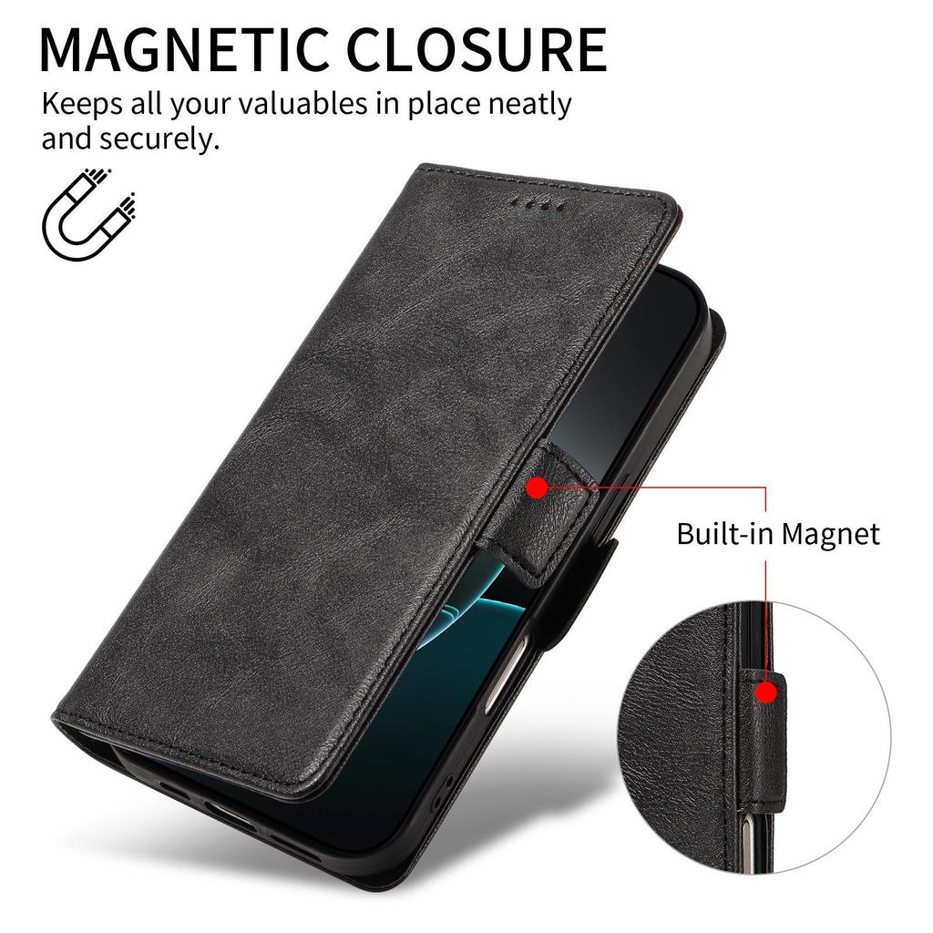 Compatible Motorola G37 Power Faux Leather Flip Case with Cowhide Texture and Side Buckle