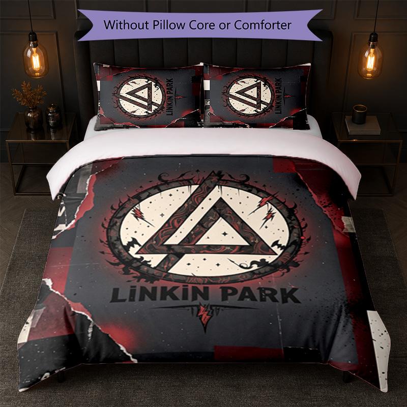 Linkin Park Print 3Pcs Bedding Set Duvet Cover With Two Pillowcases Soft Bed Linen For Household Bedroom