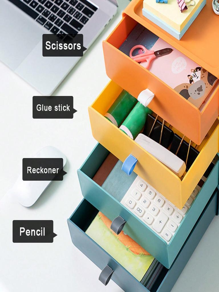 Desktop Drawer Storage Box Stackable Desk Storage Box with Handle Large Capacity Desktop Sundries Organizer Home Storage