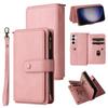 For Samsung Galaxy S24+/Galaxy S25+ Zipper Wallet Case with 15 Card Slots and Strap Leather Phone Cover