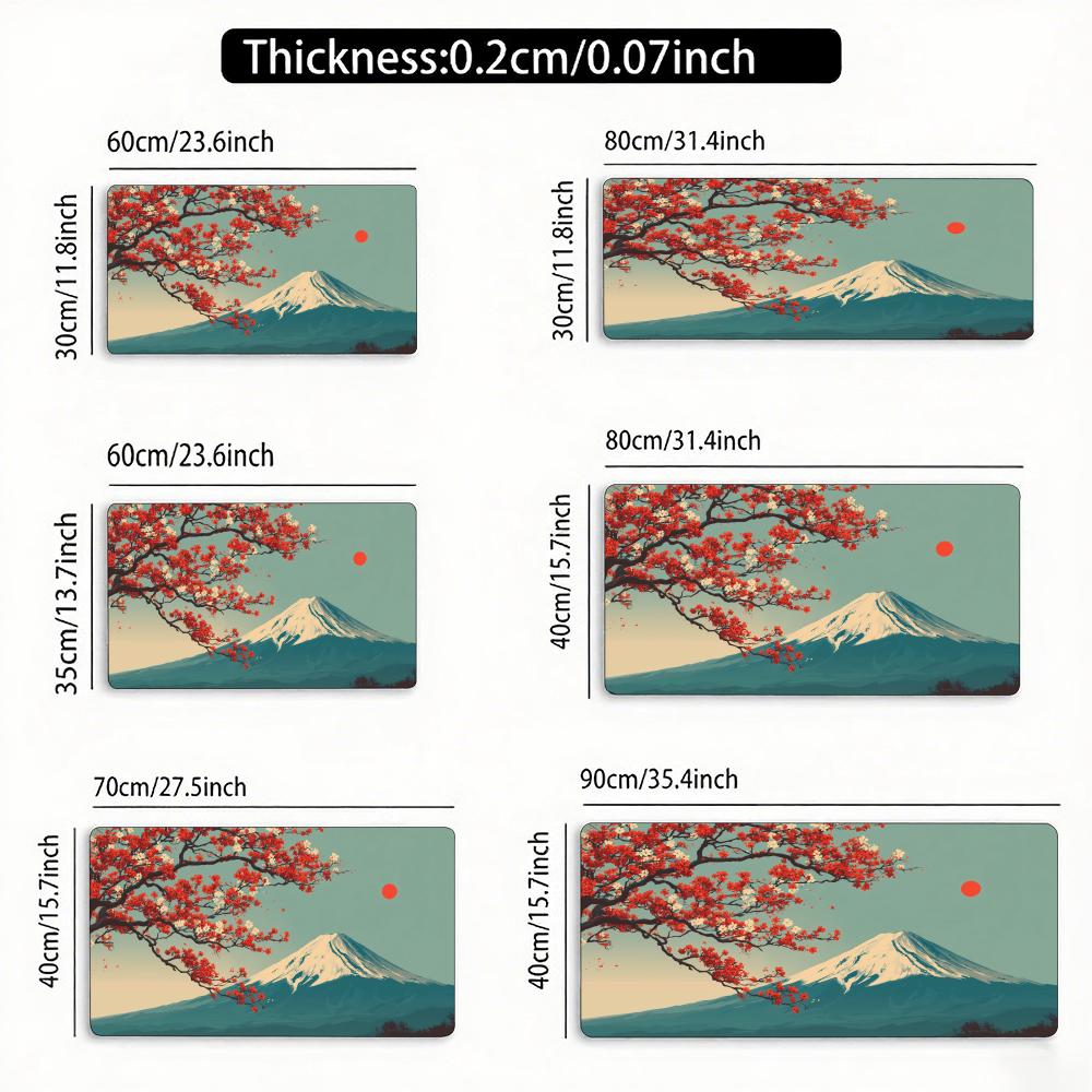 Japanese Style Mount Fuji Mouse Pad Large Rubber Antislip PC Desk Accessories Mousepad for Office and Gamer Keyboard Decor Mat