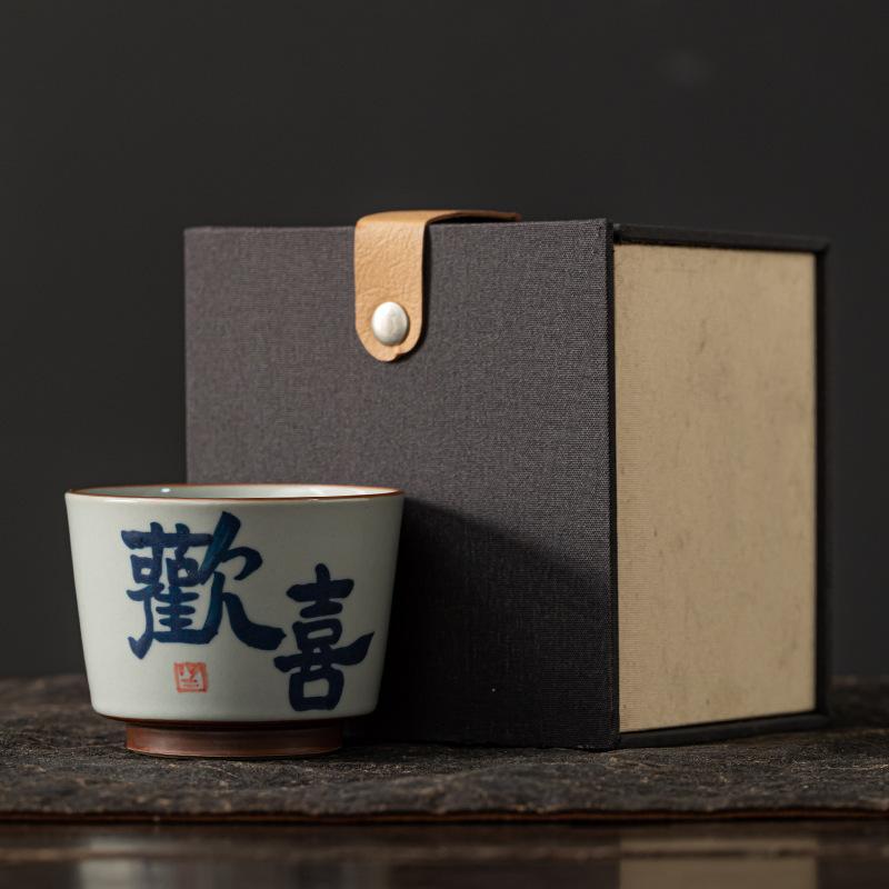 Calligraphy cup grass and wood ash hand-painted master cup underglaze color retro single cup ceramic personal special teacup creative large