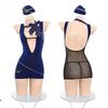 Sexy Office Lady Cosplay Costumes Women Sexy Lingerie Stewardess Outfit Black Lace See-through Uniform  Backless Club Wear Dress