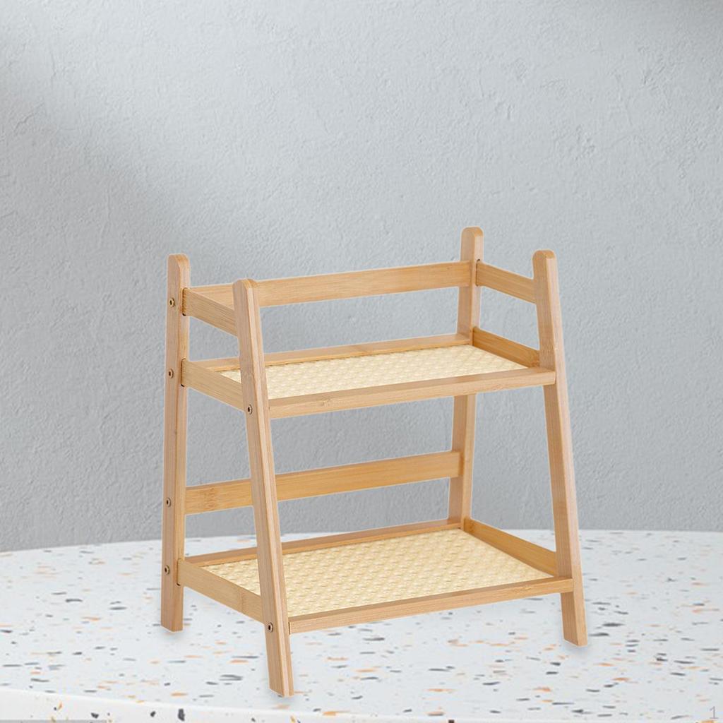 2 Layer Bamboo Organizer for Cups And Skincare on Countertop