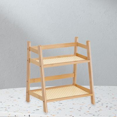 2 Layer Bamboo Organizer for Cups And Skincare On Countertop