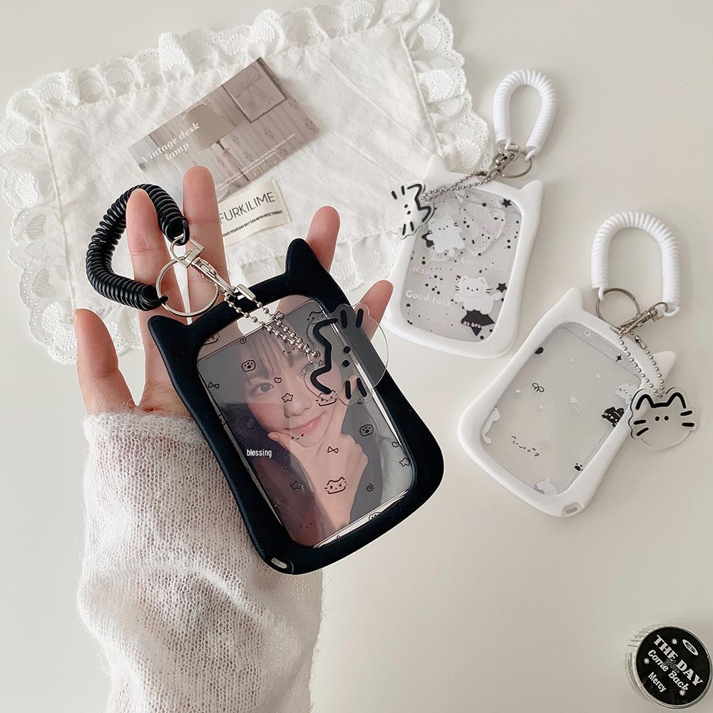 Cartoon Alien Kitten ID Card Holder - Decorative & Protective Sleeve with Star Chaser Pendant for Students
