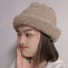 Curled Fleece Plush Hat Women's Autumn and Winter Korean Version Versatile Headgear Japanese Big Head Circumference Versatile Ear 