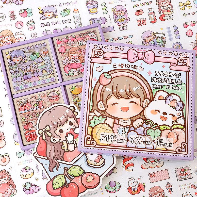 MINKYS 72 sheets/Box Transparent PET Paper Decorative Stickers Laptop Kpop Toplader Photocard Sticker Kids Gift