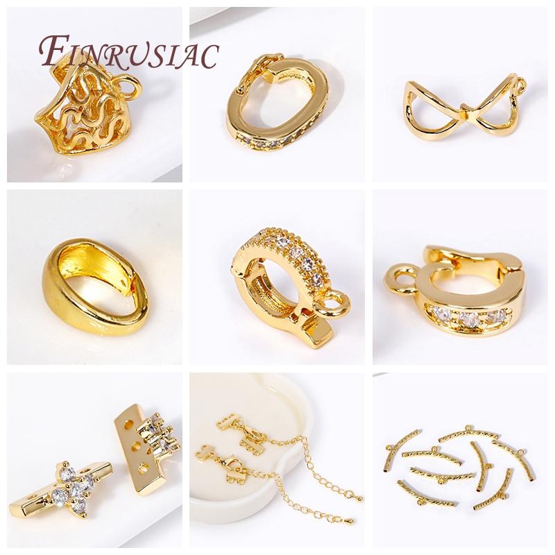 18K Gold Plated Brass Metal Smooth Pendant Bail For Necklace Making Pinch Bails For Pendants Clasps Hook Clips