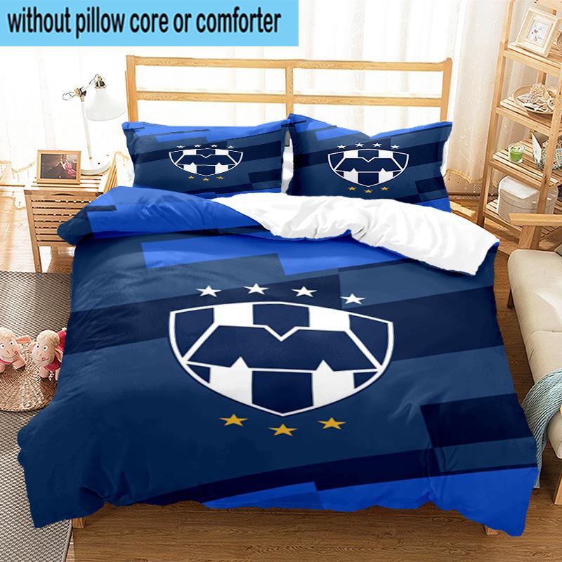 3pcs Monter-rey Football Crest Art Printed Bedding Set Duvet Cover Closure Includes 1 Duvet Cover & 2 Pillowcases Bedding Sets Home Decor Gifts