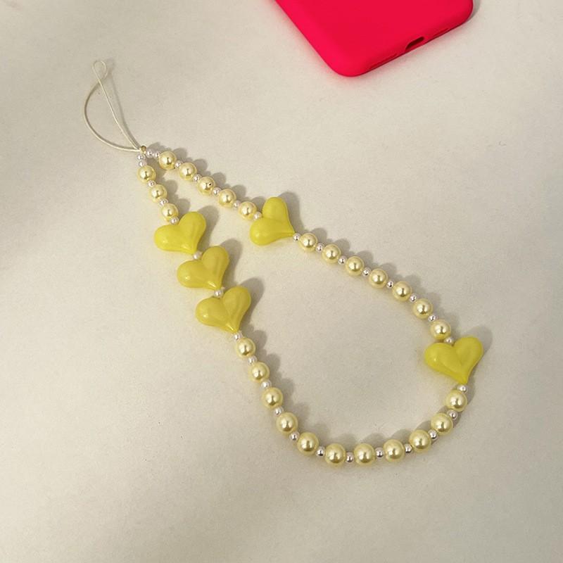 

INS wind color acrylic beads love anti-loss portable diagonal cross hand carry fashion chain mobile phone chain жёлтый