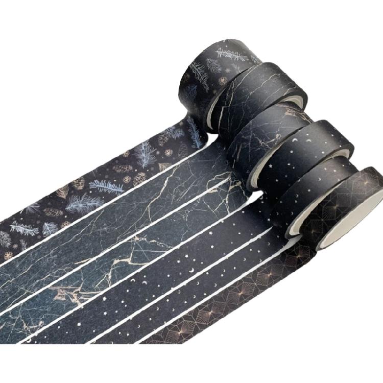 6Rolls Aesthetic Decorative Tape 5Meter Per Roll Adhesive Masking Tape for Journal Notebook Scrapbooking Photo Album