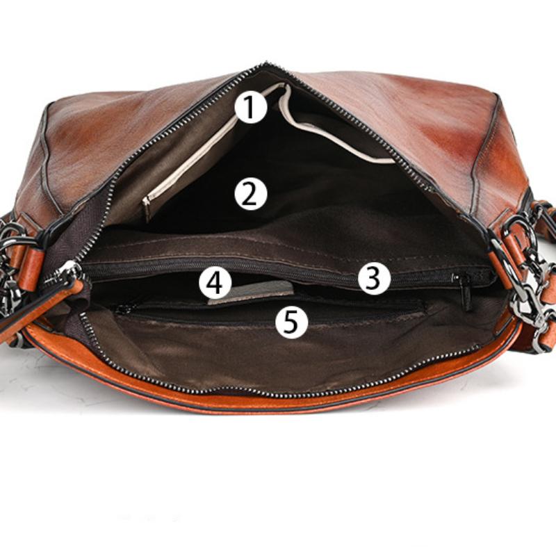 Johnature Retro Genuine Leather Women Bag Solid Color Versatile Soft Real Cowhide Shoulder & Crossbody Bags