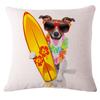 Decorative Dog Cushion Pillows Cartoon Motorbike Surf Dogs Print Cotton Linen Sofa Cushion Trendy Design