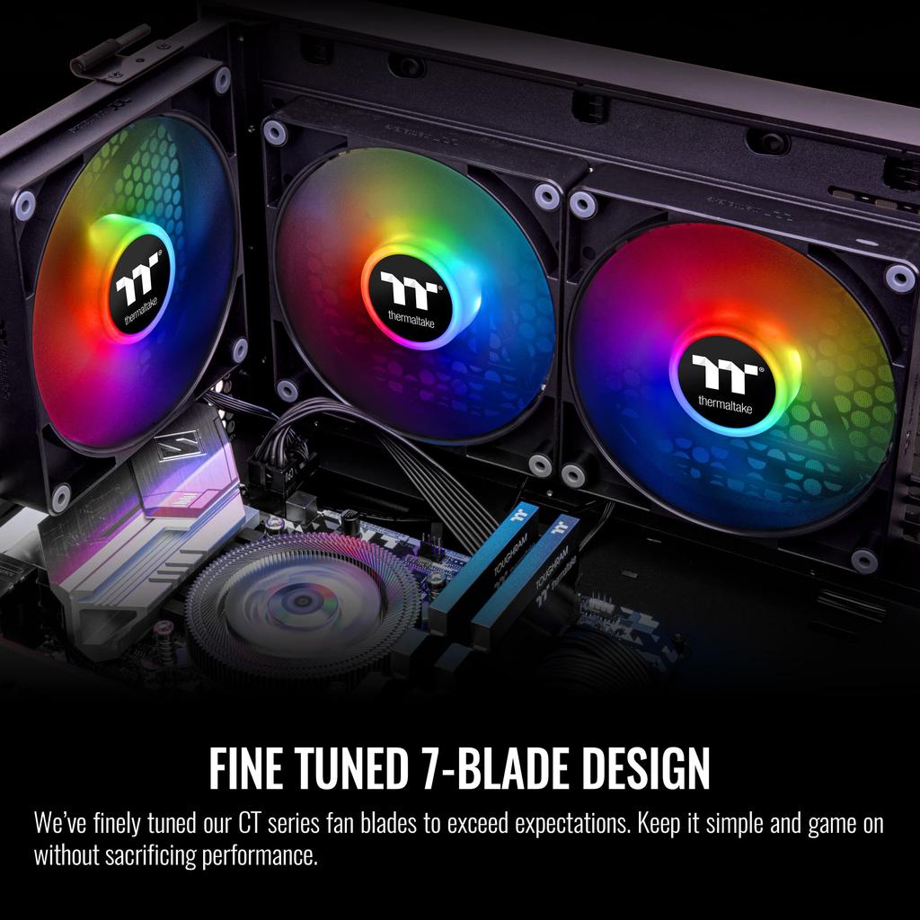 Thermaltake CT120 ARGB Sync PC Cooling Fan Black (2-Fan Pack) ARGB Compatible 120mm PC Case Fan Black CL-F149-PL12SW-A FN2000