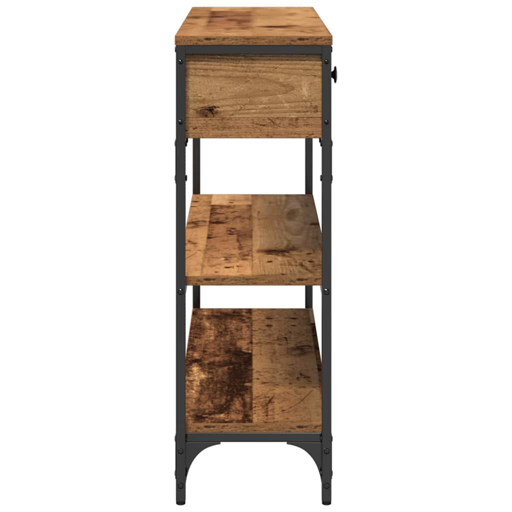 Industrial Console Table with Shelf Reclaimed Wood Look 100 x 25 x 75 cm Engineered Wood