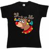 Rudolph With Xmas Decorations Hanging From Antlers Unisexs Boyfriend Fit T Shirt
