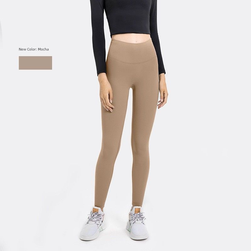 Fashion High Waist Hip Lift Nude Feel Yoga Cropped Pants Thin Stretch Large Skinny Running Sports Peach Hip Yoga Pants