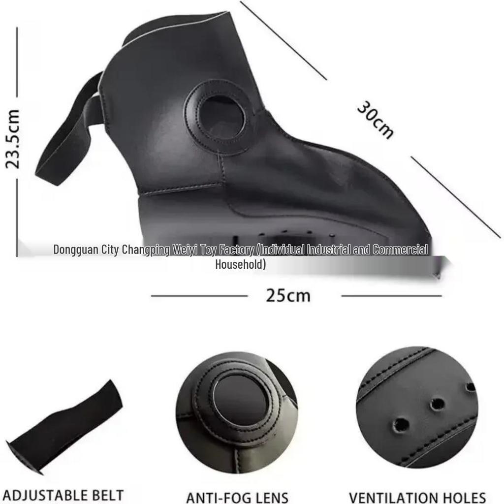 Steampunk Plague Doctor Long Nose Latex Mask for Cosplay and Masquerade