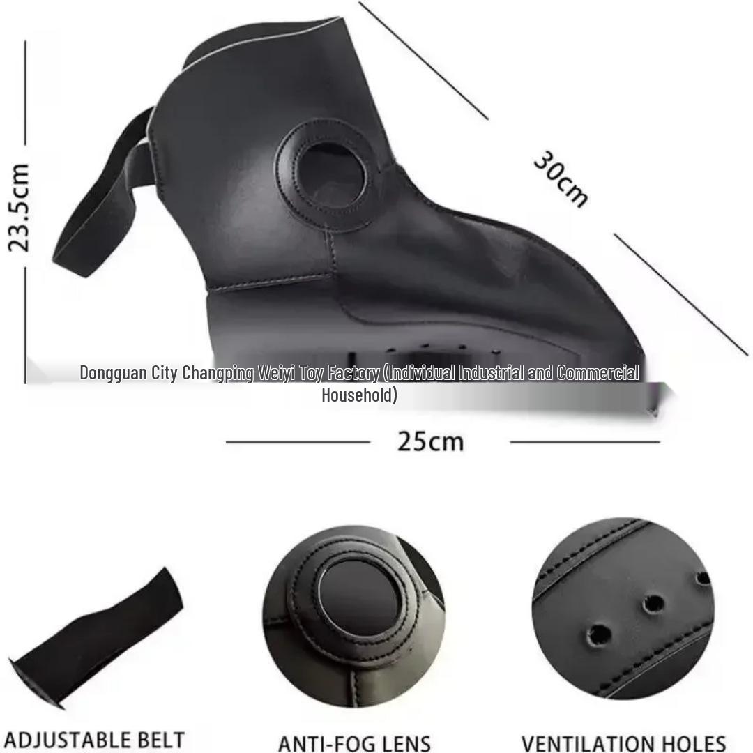 Steampunk Leather Plague Doctor Bird Beak Mask for Cosplay