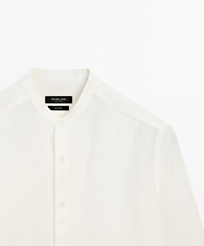 Masimodutti 100% Linen Stand Collar Shirt