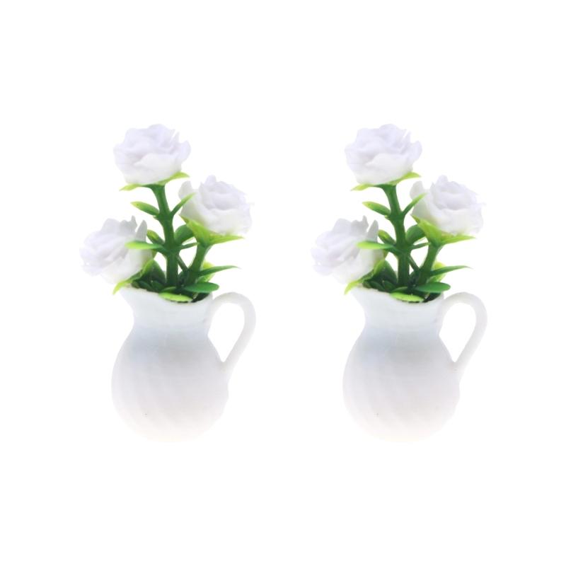 1/12 Miniature Artificial Potted Plant For Doll House Decoration Realistic Plastic Greenery Scene Display Accessories