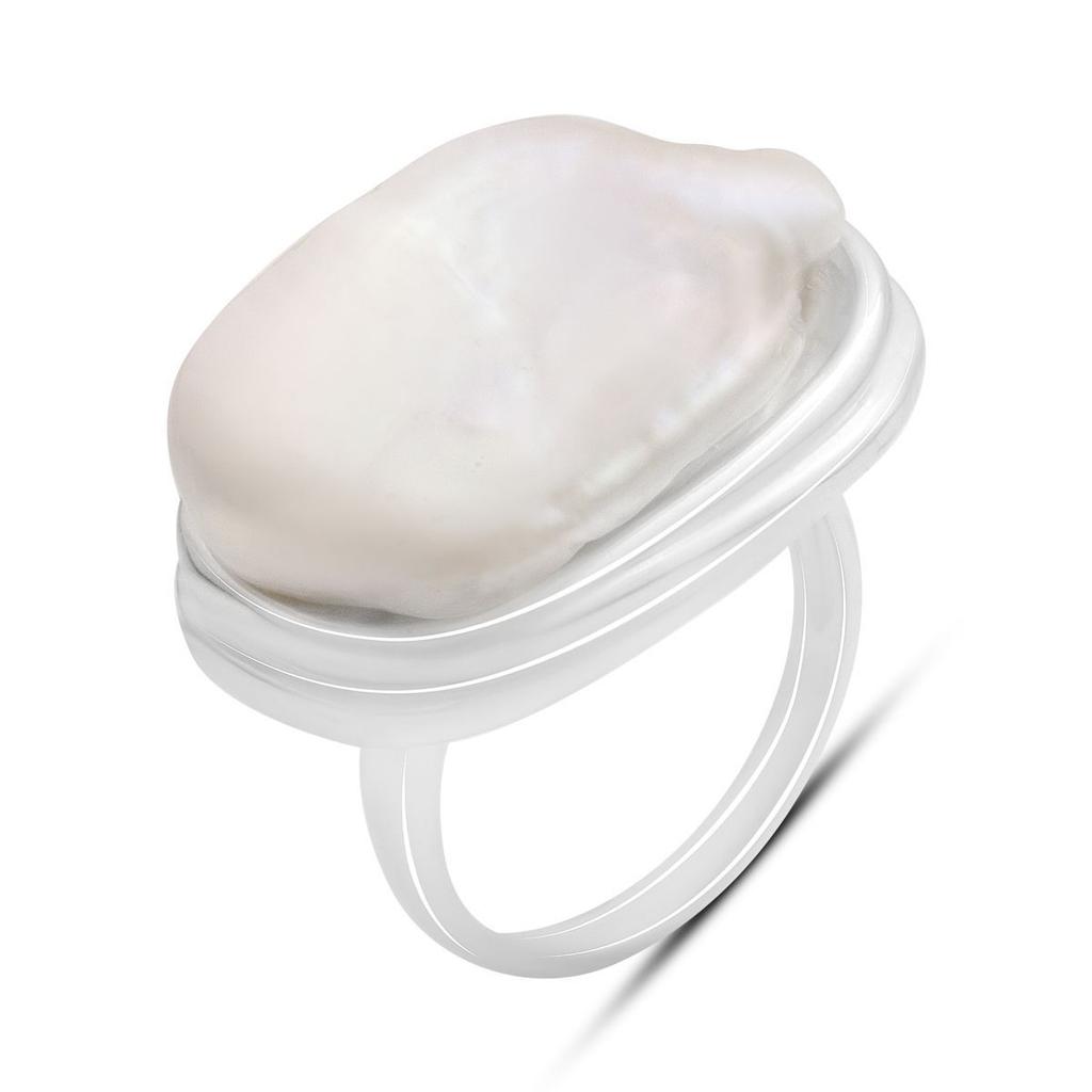 Silver Ring with Natural Baroque Pearl, Item Weight 13.82 Gr (2185307)