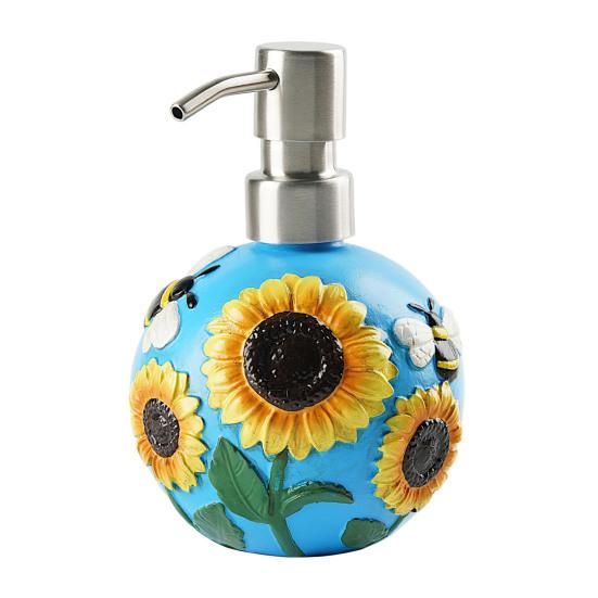 

Диспенсер для мыла с принтом подсолнуха, легкий переносной дозатор для мыла, насос для ванной комнаты, дезинфицирующее средство для рук, гель для душа, многоразовый дозатор
