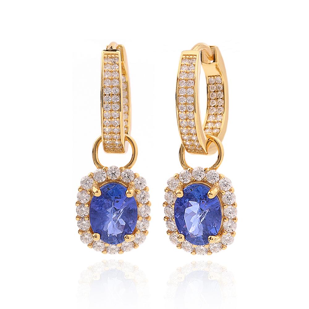 

Elegant Natural triangle 8.0mm Tanzanite earrings two wear method design 925 sterling silver fine jewelry for women s daily wear M синій