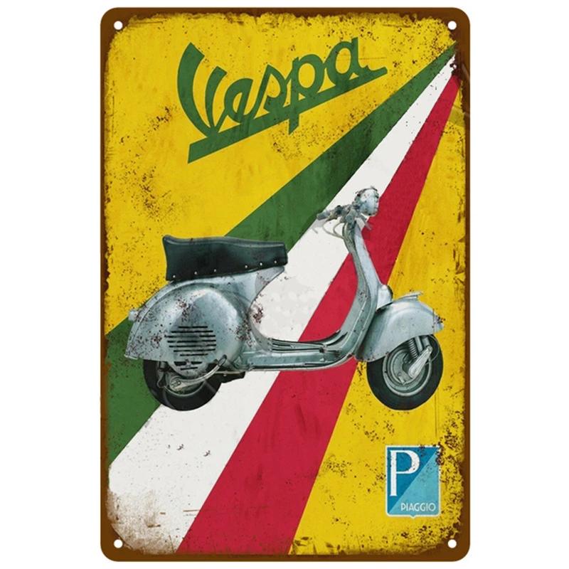 BarArtPro Vespa Tin Sign Art Decor Motorcycles Printed Metal Plaque - Vintage Pin Up Wall Art for Pub Interiors & Cafe Ambiance