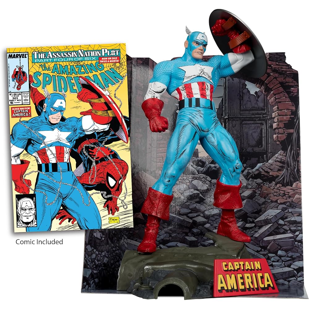 McFarlane Toys Marvel Captain America 1:6 Scale Pose Figure Scene & Comic Amazing Spider-Man #323