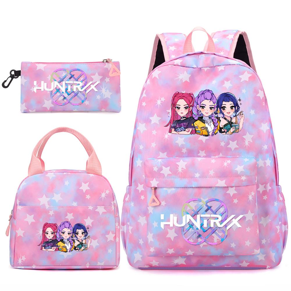 3Pcs/set Cartoon Kpop Printed Backpack Handbag Pencil Case for Teenger Student Girl Boy Schoolbag Bookbag Large Capacity Travel Bag Kid Gift