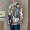 Men's Trendy American-Style Cool Wool Sweater, 2023 Autumn/Winter, Fun Print, Loose Fit