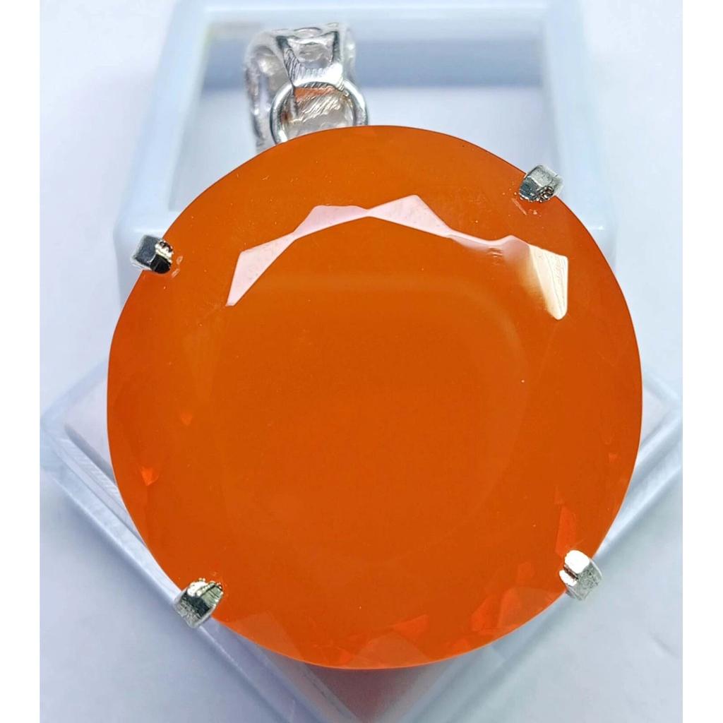 Opal Orange Pendant Locket Natural 88.50 Ct Round Cut Fabulous Certified