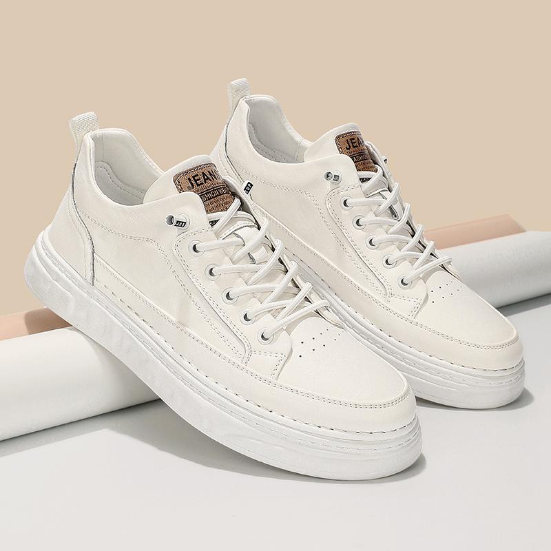 

Fashion Men s Leather Sneakers Outdoor Casual Shoes 44 білий
