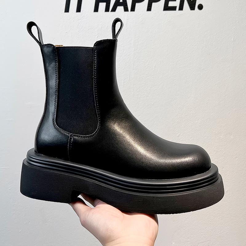 Men's Trendy High-End Retro Chelsea Boots - British Style, Thick-Soled, High-Top Leather Martin Design 5015-A.