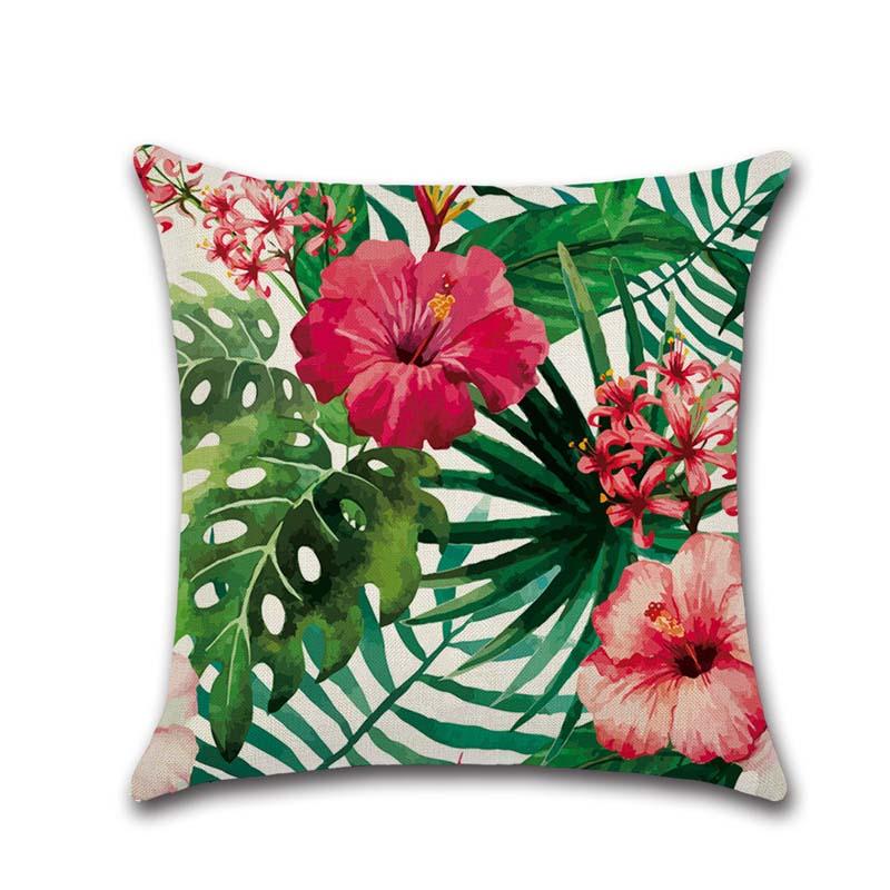 Tropische Pflanzen Kissenbezug Dekorative Kissenbezüge Flamingo-Druck Baumwolle Leinen Wurfkissenbezug Blumen Kissenbezug Zt169